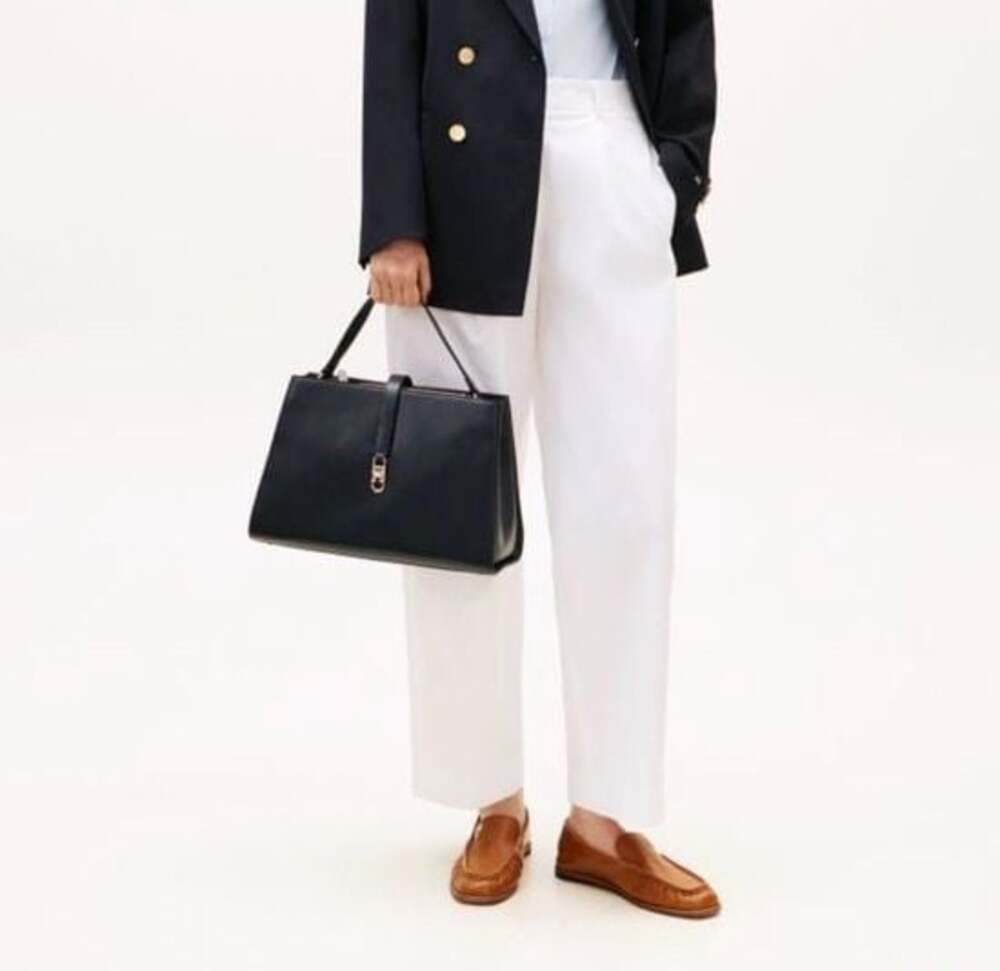 Tommy Hilfiger Leather Satchel Top-Handle bag black Gold Hardware